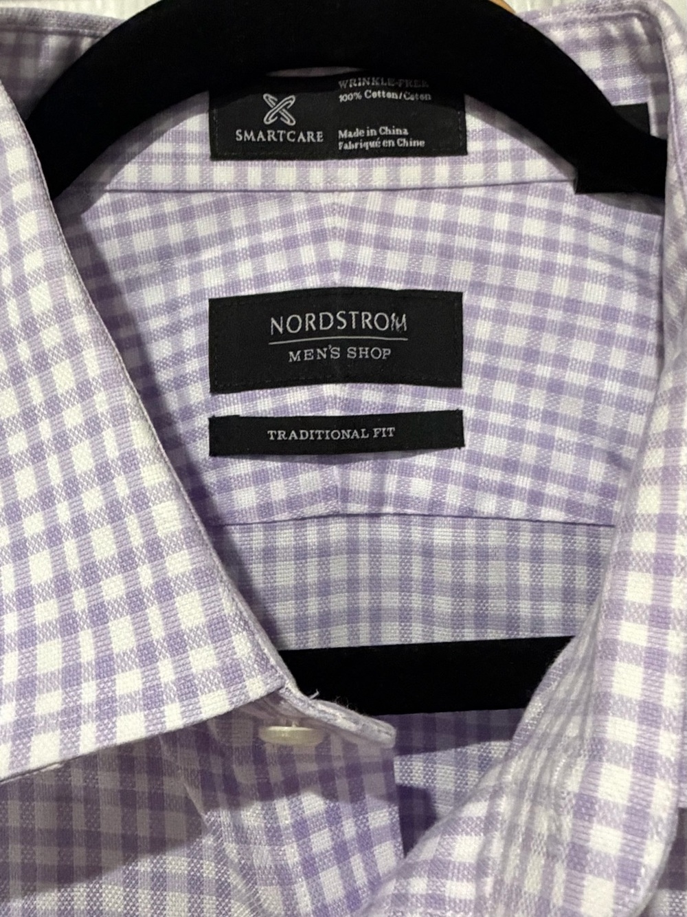 Nordstrom Men’s Light Lavender Gingham Dress Shirt
